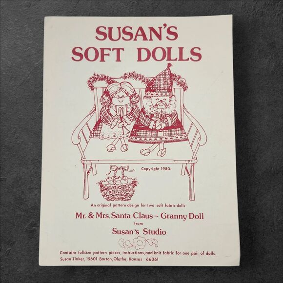 Vintage 1980 Susan’s Studio Mr. & Mrs. Santa Claus Granny Doll Pattern Uncut - Picture 1 of 4